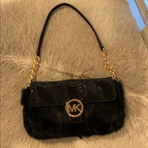 Michael Kors Fur and Leather Shoulder Bag
